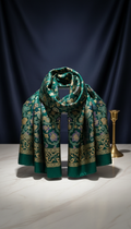 Emerald Velvet Ornate Silk Scarf