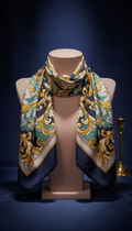Midnight Navy Baroque Silk Scarf
