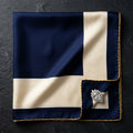 Haute Joaillerie Midnight Navy Mulberry Silk Scarf with 24K Gold Rope Trim & Pear-Cut Diamond Brooch